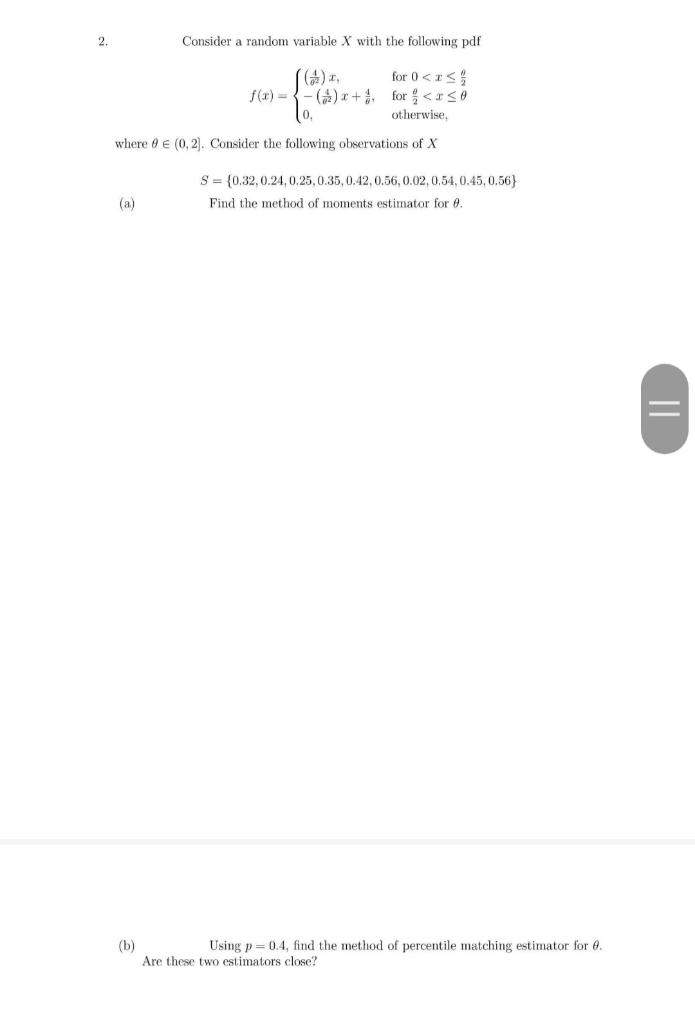 Solved 2 Consider a random variable X with the following pdf | Chegg.com