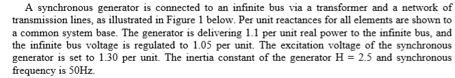 Solved A synchronous generator is connected to an infinite | Chegg.com