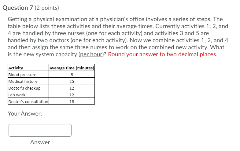 Solved Question 7 (2 Points) Getting A Physical Examination | Chegg.com