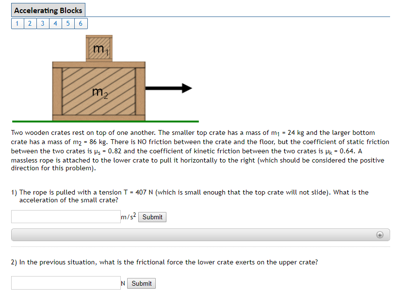 Solved Accelerating Blocks my pn 2 Two wooden crates rest on | Chegg.com