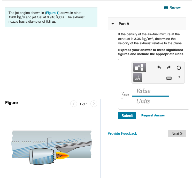 Solved 1 Review The jet engine shown in (Figure 1) draws in | Chegg.com