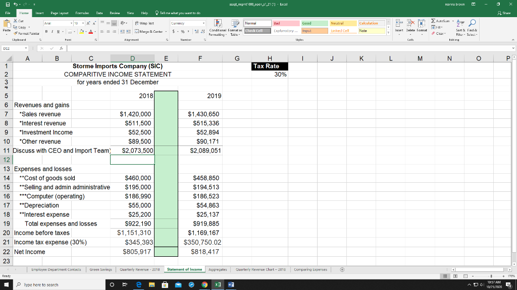 Solved (Statement of income) Using the “Aggregates” | Chegg.com