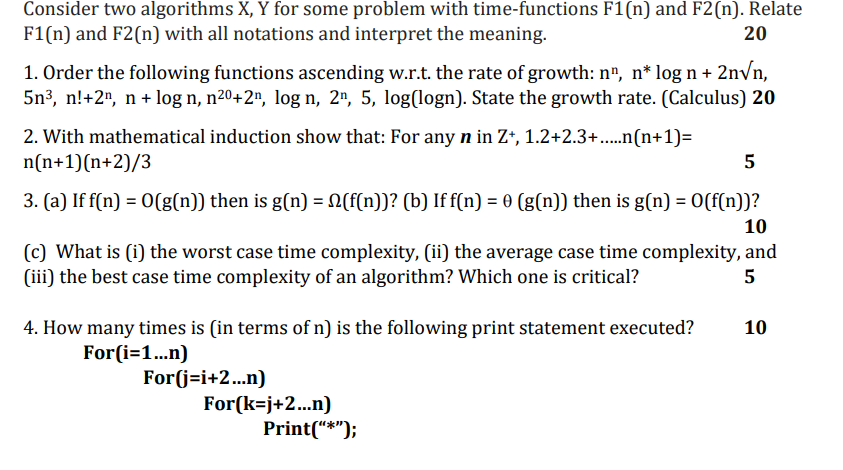 Solved Consider two algorithms X, Y for some problem with | Chegg.com
