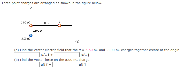 Solved Three point charges are arranged as shown in the | Chegg.com