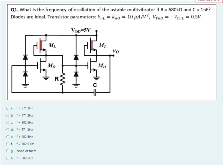 Solved Q1. What is the frequency of oscillation of the | Chegg.com