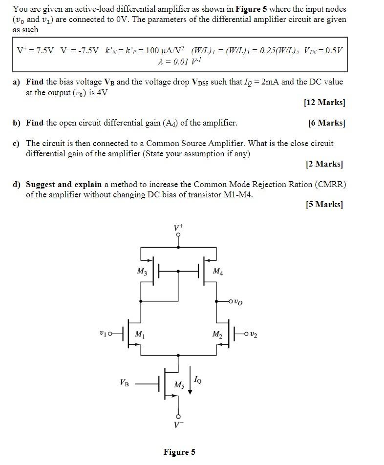 Solved You are given an activeload differential amplifier