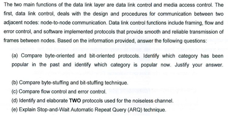 the two main functions of the data link layer are