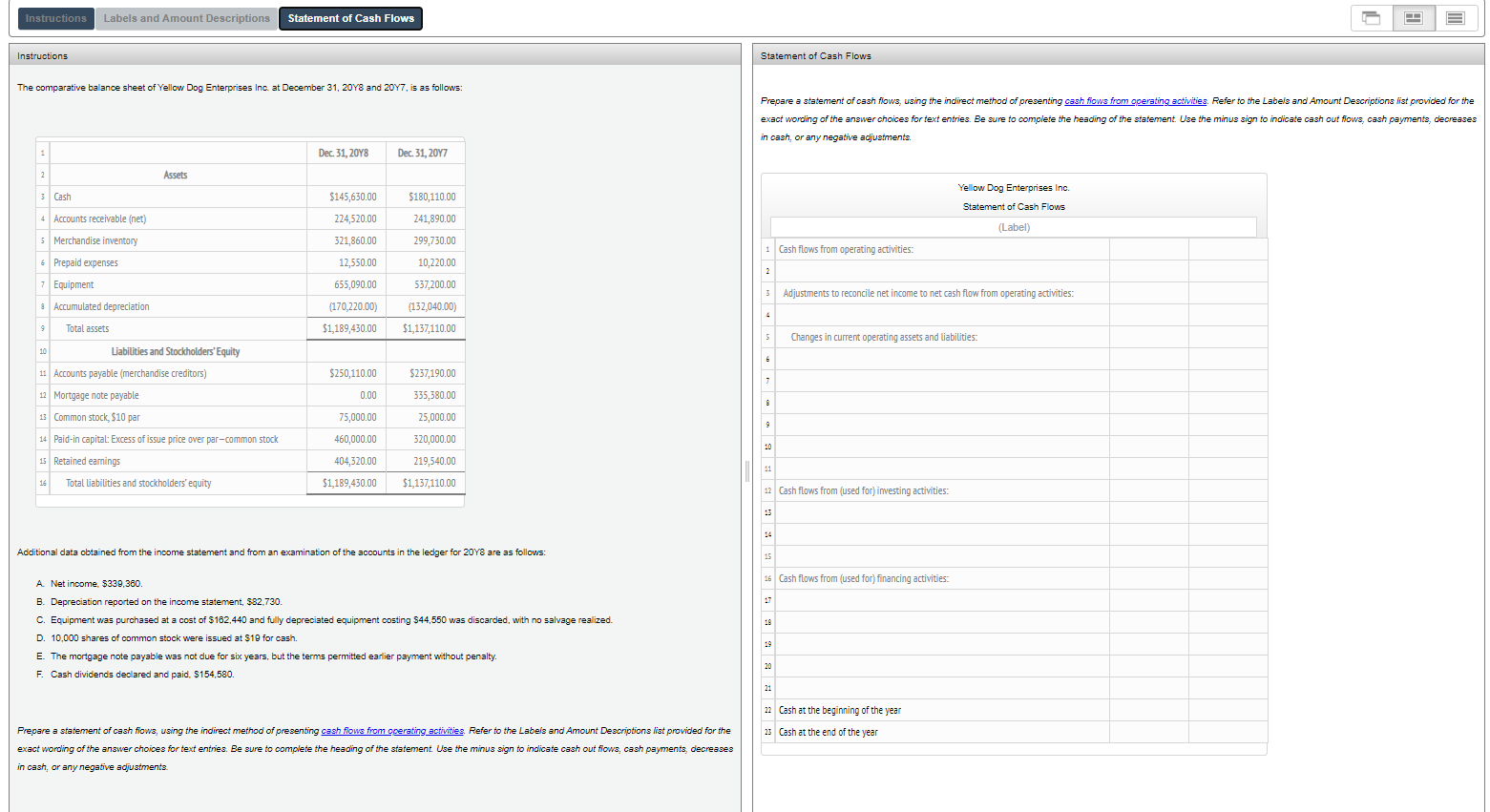 Solved Instructions Labels And Amount Descriptions Statement