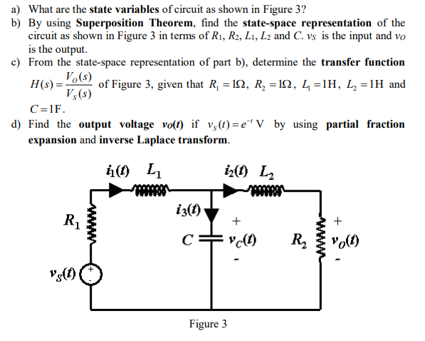 State Variables Electrical Solved a) What are the state variables of circuit as shown | Chegg.com