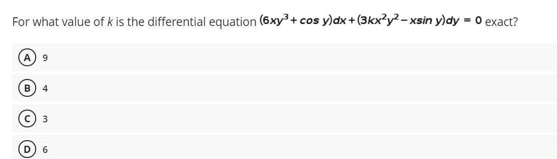 Solved For What Value Of K Is The Differential Equation 6xy