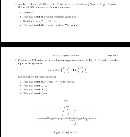 Solved ). Consider 3. A Pulsed Cosine Signal R(t) Is Created | Chegg.com