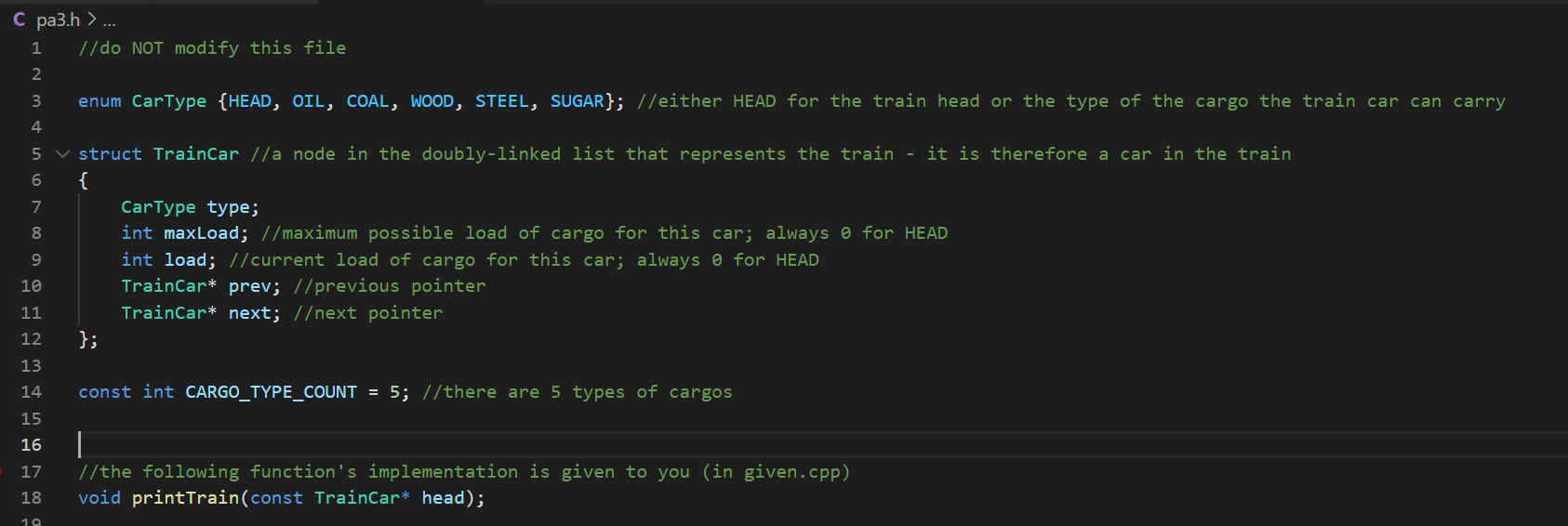 We use a doubly-linked list to represent a train. For | Chegg.com