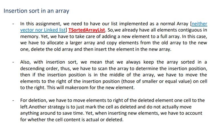 Solved Insertion sort in an array In this assignment, we | Chegg.com
