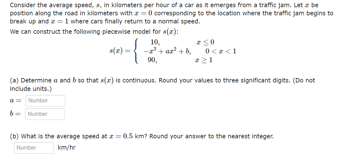 Solved Consider The Average Speed S In Kilometers Per Hour 2373