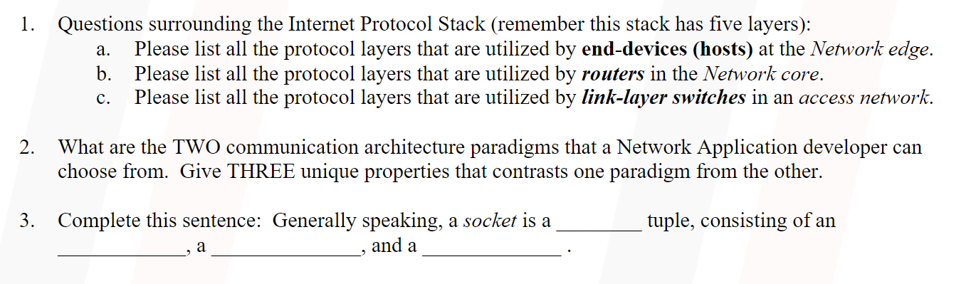 Solved 1. a. Questions surrounding the Internet Protocol | Chegg.com