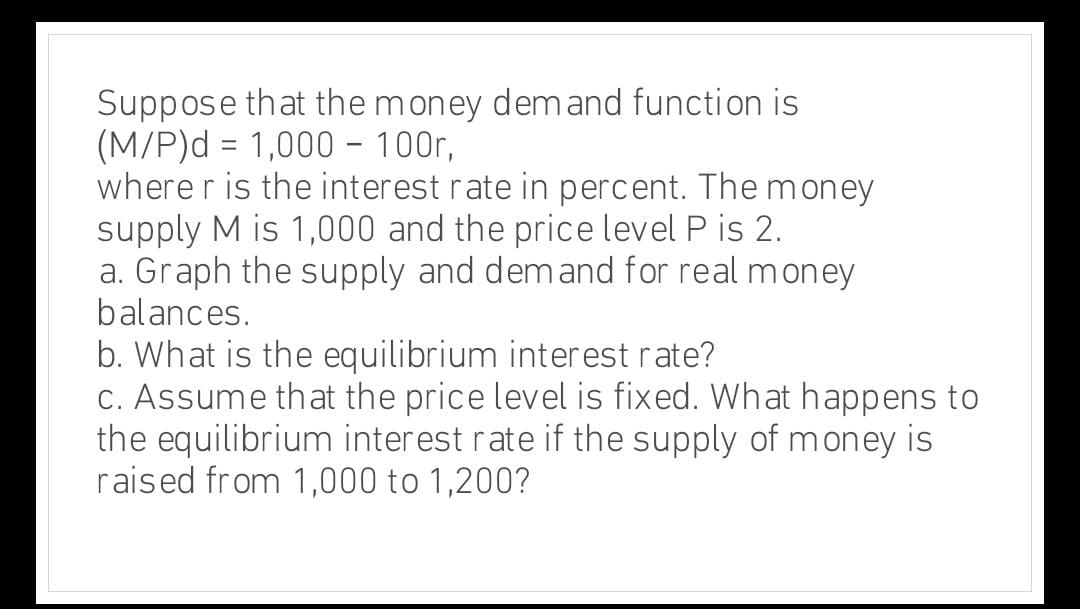 Solved Suppose That The Money Demand Function Is