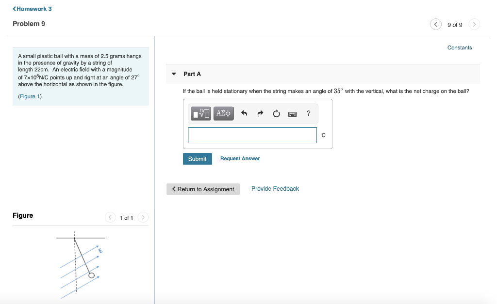 Solved A small plastic ball with a mass of 2.5﻿ grams hangs
