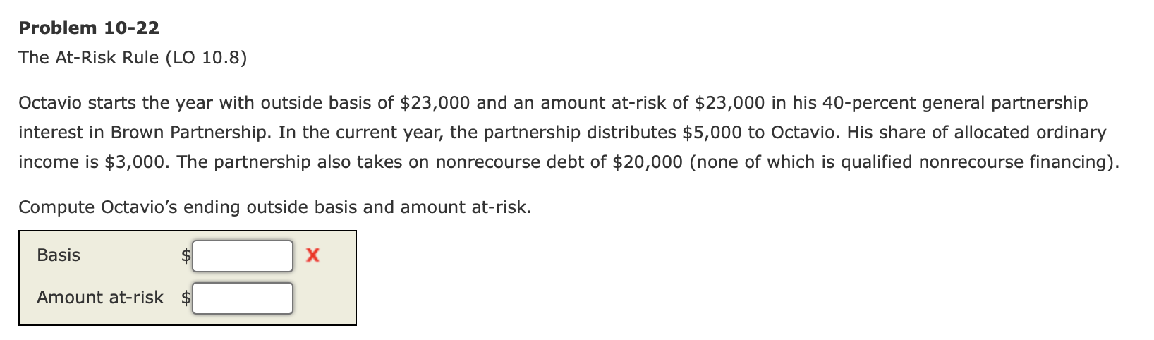 Solved The At-Risk Rule (LO 10.8) Octavio starts the year | Chegg.com
