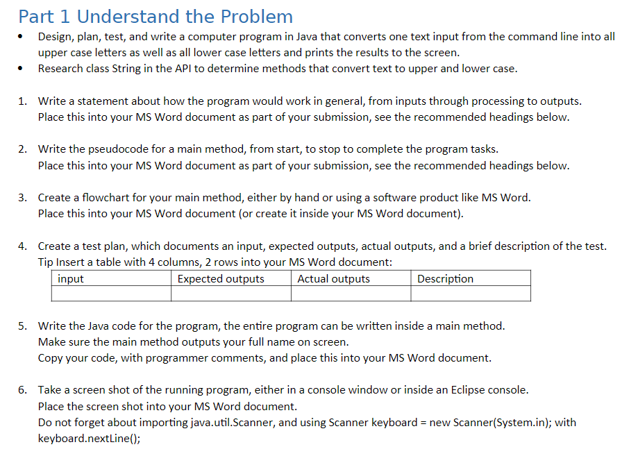 Solved Part 1 Understand the Problem Design, plan, test, and | Chegg.com