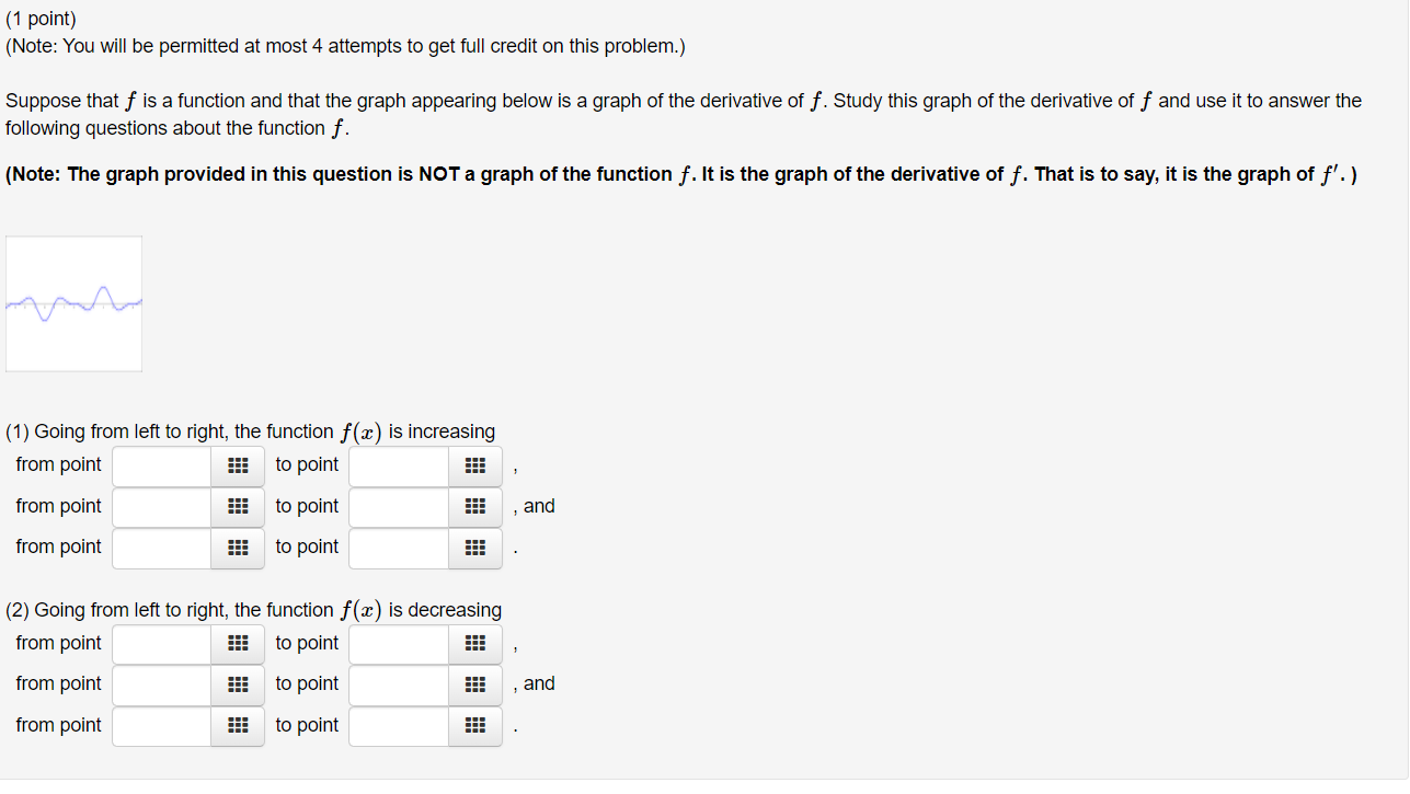 Solved (1 point) (Note: You will be permitted at most 4 | Chegg.com