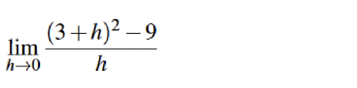 \( \lim _{h \rightarrow 0} \frac{(3+h)^{2}-9}{h} \)