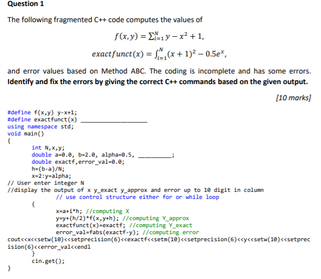 Solved Output for Question 1: @ X le 0.4 0.8 1.2 1.6 2 | Chegg.com