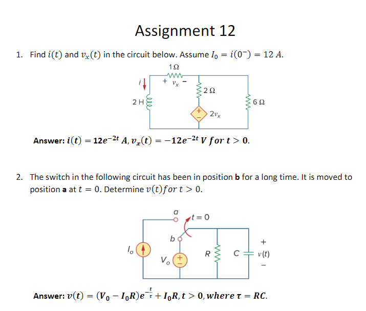 Solved Assignment 12 1 Find I T And V T In The Circui Chegg Com