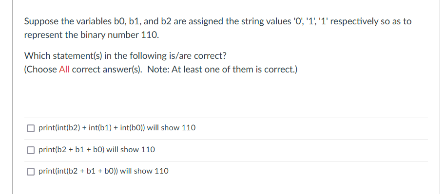 Solved Suppose The Variables Bo, B1, And B2 Are Assigned The | Chegg.com