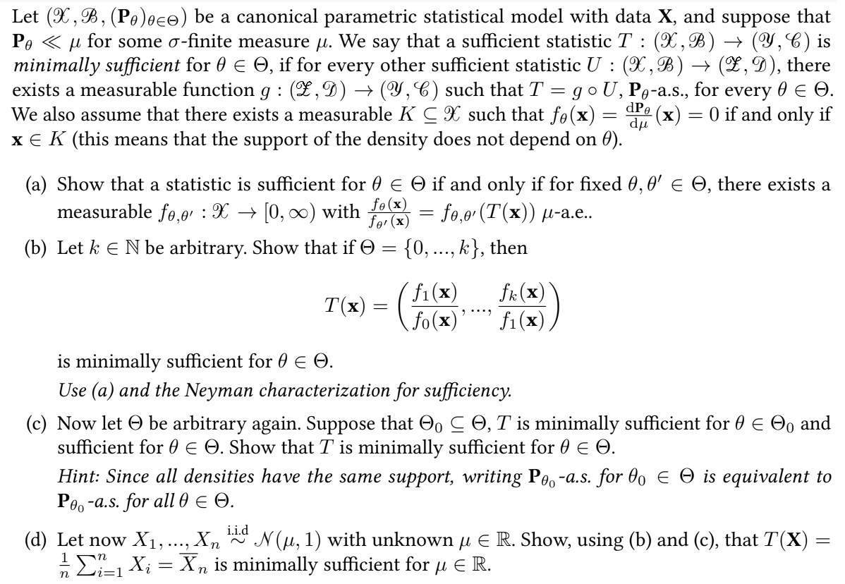 Solved Let (X,B,(Pθ)θ∈Θ) be a canonical parametric | Chegg.com