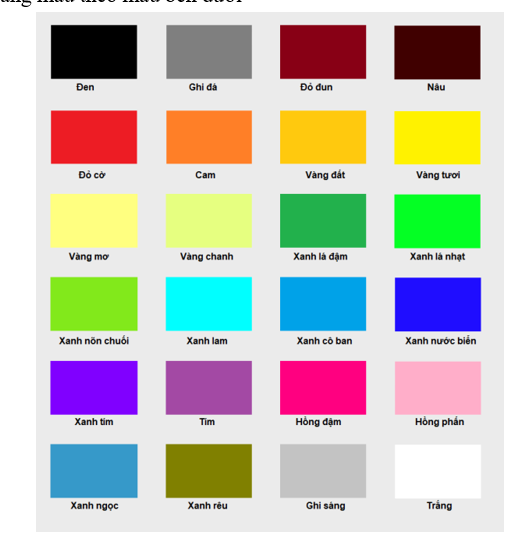 Solved Use html, css to create a color palette with the | Chegg.com