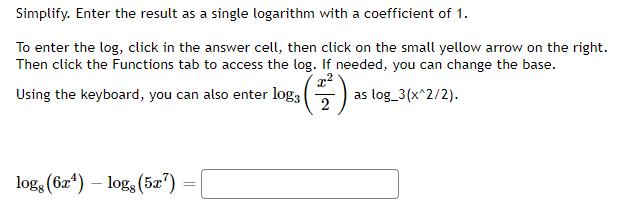 Solved Simplify. Enter the result as a single logarithm with | Chegg.com
