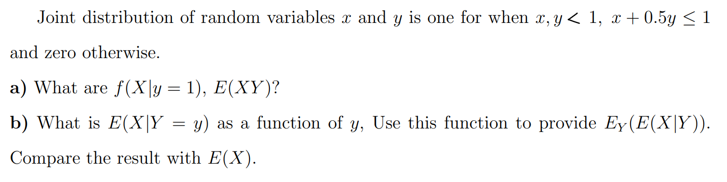 Solved Joint distribution of random variables x ﻿and y ﻿is | Chegg.com