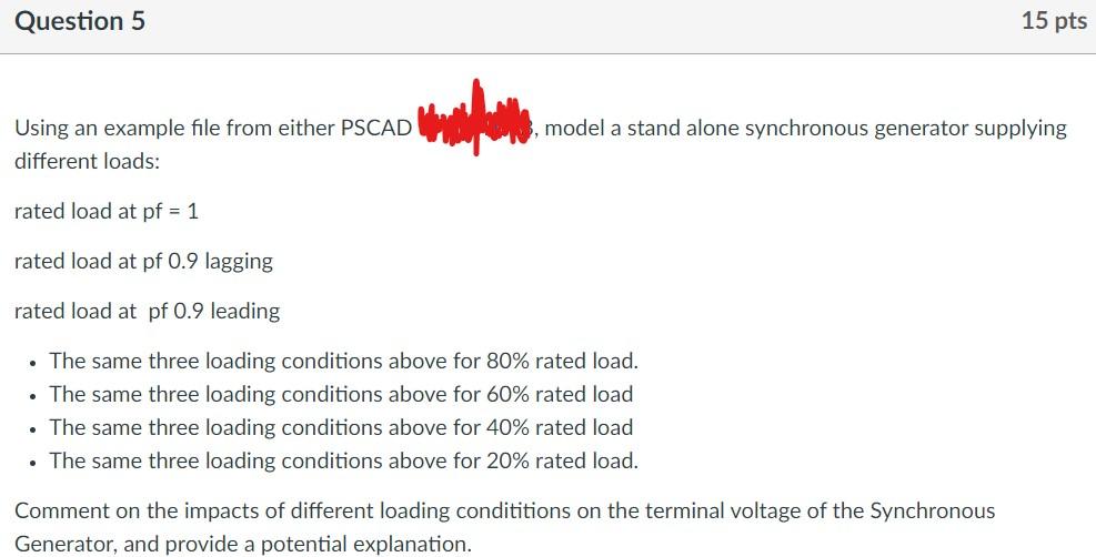 Solved Using an example file from either PSCAD different | Chegg.com