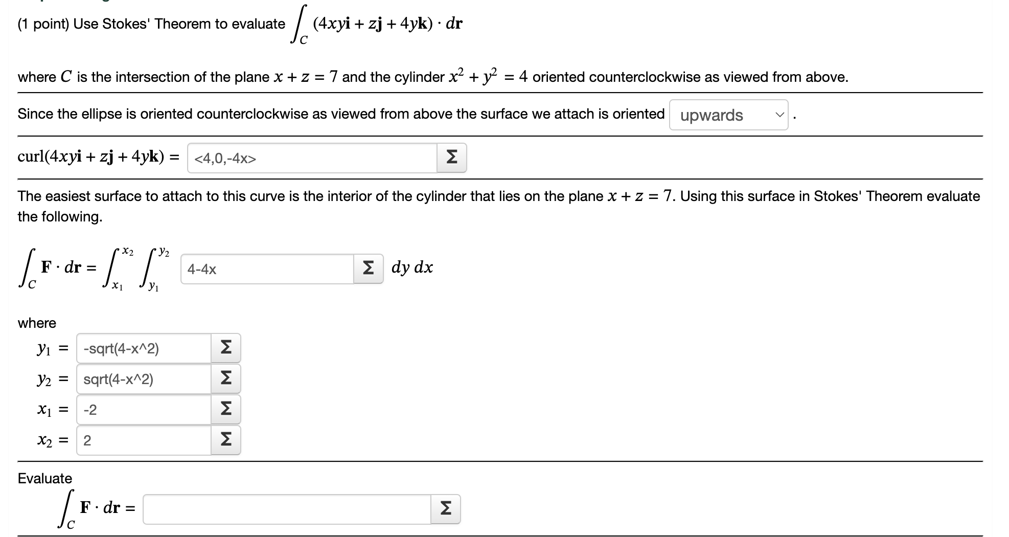 Solved 1 ﻿point ﻿use Stokes Theorem To Evaluate