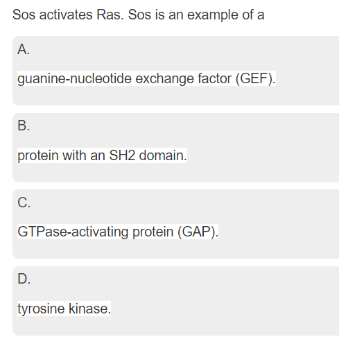 Solved Sos activates Ras. Sos is an example of a A. | Chegg.com