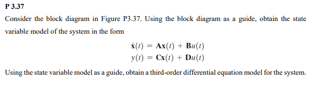 Solved P 3.37 Consider the block diagram in Figure P3.37. | Chegg.com