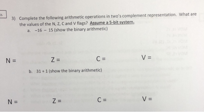 Solved 3) Complete the following arithmetic operations in | Chegg.com