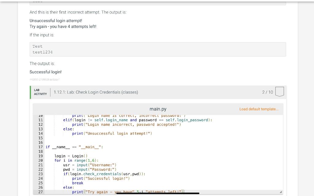 Solved Complete the Log in class implementation. For the | Chegg.com