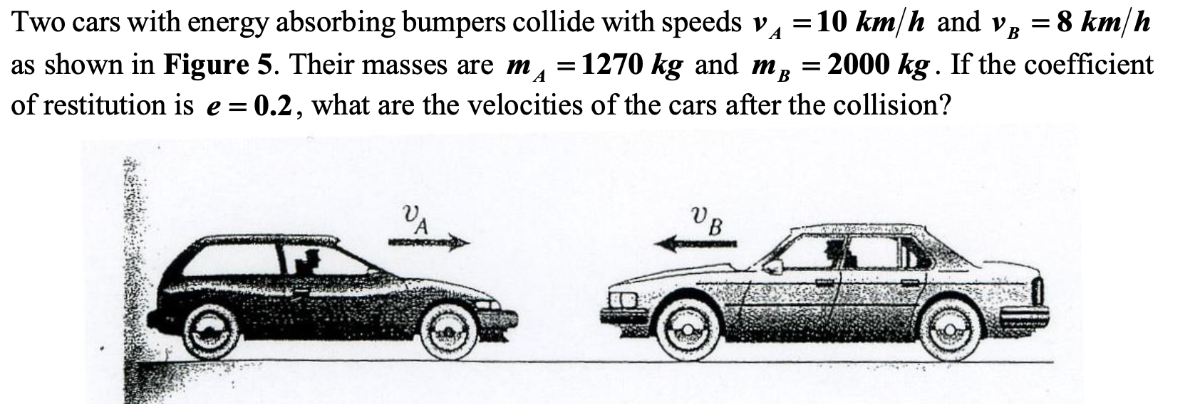 Solved Two cars with energy absorbing bumpers collide with