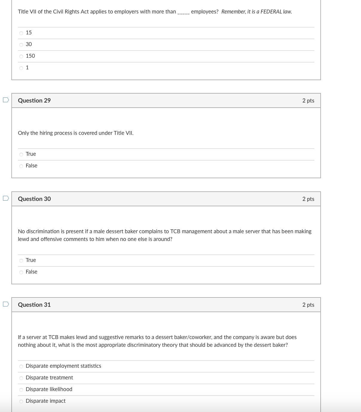 Solved Title VII Of The Civil Rights Act Applies To | Chegg.com