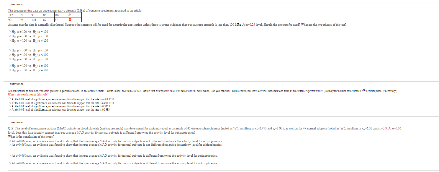 Solved QUESTION 31 The accompanying data on cube compressive | Chegg.com