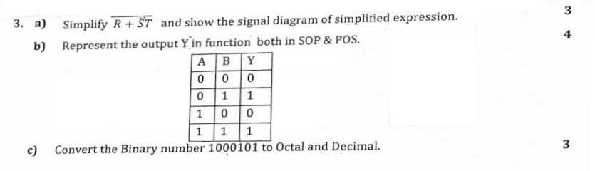 Solved 3 3. a) 4 b) Simplify R + $T and show the signal | Chegg.com