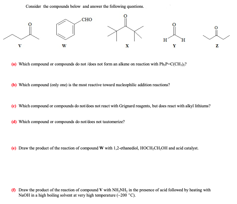 Solved Consider The Compounds Below And Answer The Follow Chegg Com