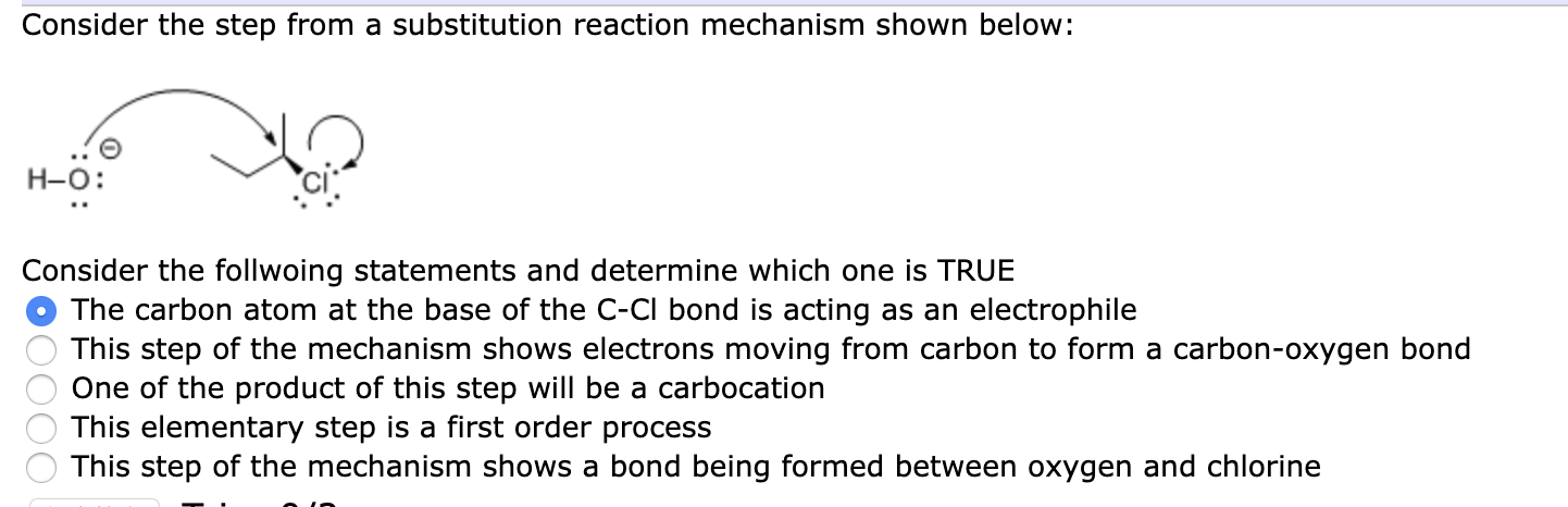 Solved Consider the step from a substitution reaction | Chegg.com