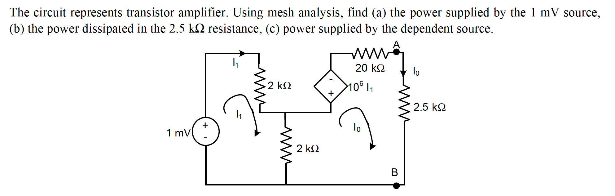 Solved The circuit represents transistor amplifier. Using | Chegg.com
