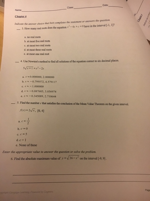 Solved Class: Date Indicate the answer choice that best | Chegg.com