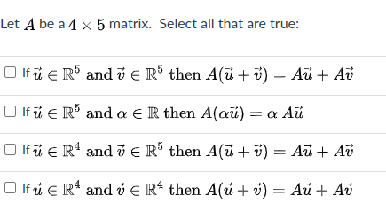 Solved Let A be a 4 × 5 matrix. Select all that are | Chegg.com