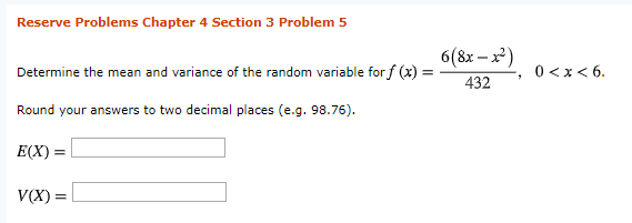 Solved Determine the mean and variance of the random | Chegg.com