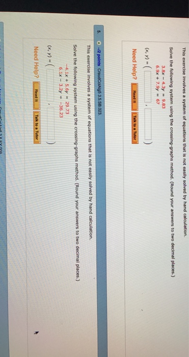 Solved This exercise involves a system of equations that is | Chegg.com