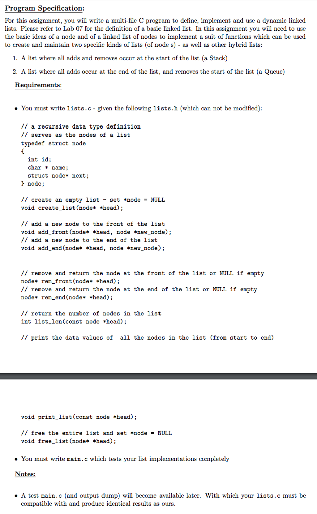 Solved Program Specification: For this assignment, you will | Chegg.com